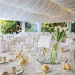 An event space set up for a celebration.